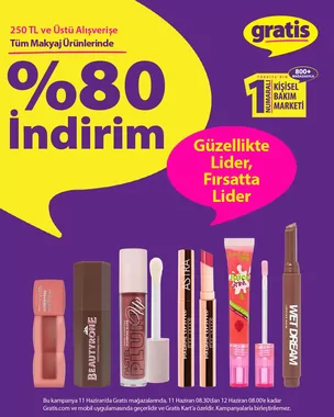 250 Tl Ve Uzeri Alisverislerde Tum Makyaj Sac Ve Yuz Bakim Ürünlerinde 80 İndirim