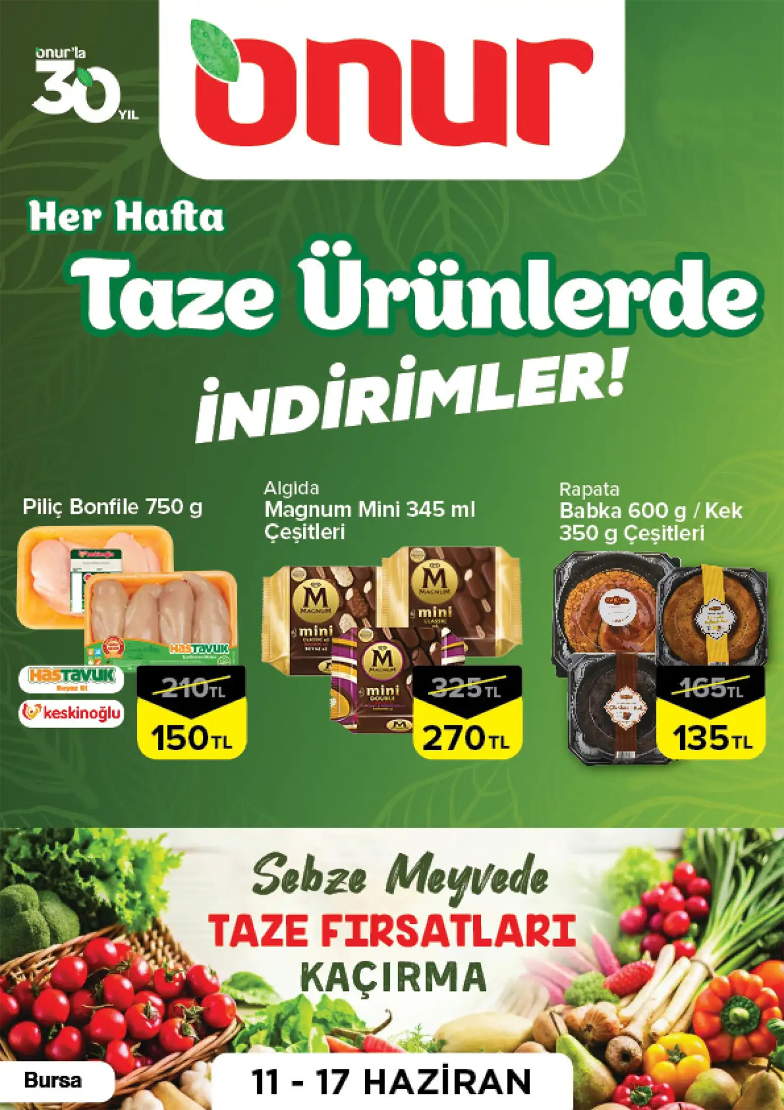 Onur Market - Bursa Bölgesinde Geçerli Haftalık Taze Ürünler Broşürü Broşürü, Kataloğu