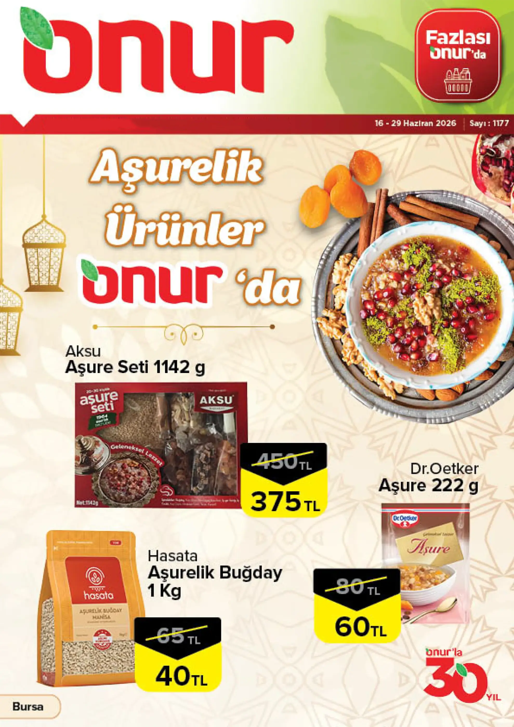 Onur Market - Bursa Bölgesinde Geçerli İndirim Bülteni Kataloğu - Aşurelik Ürünler Onur'da Broşürü, Kataloğu